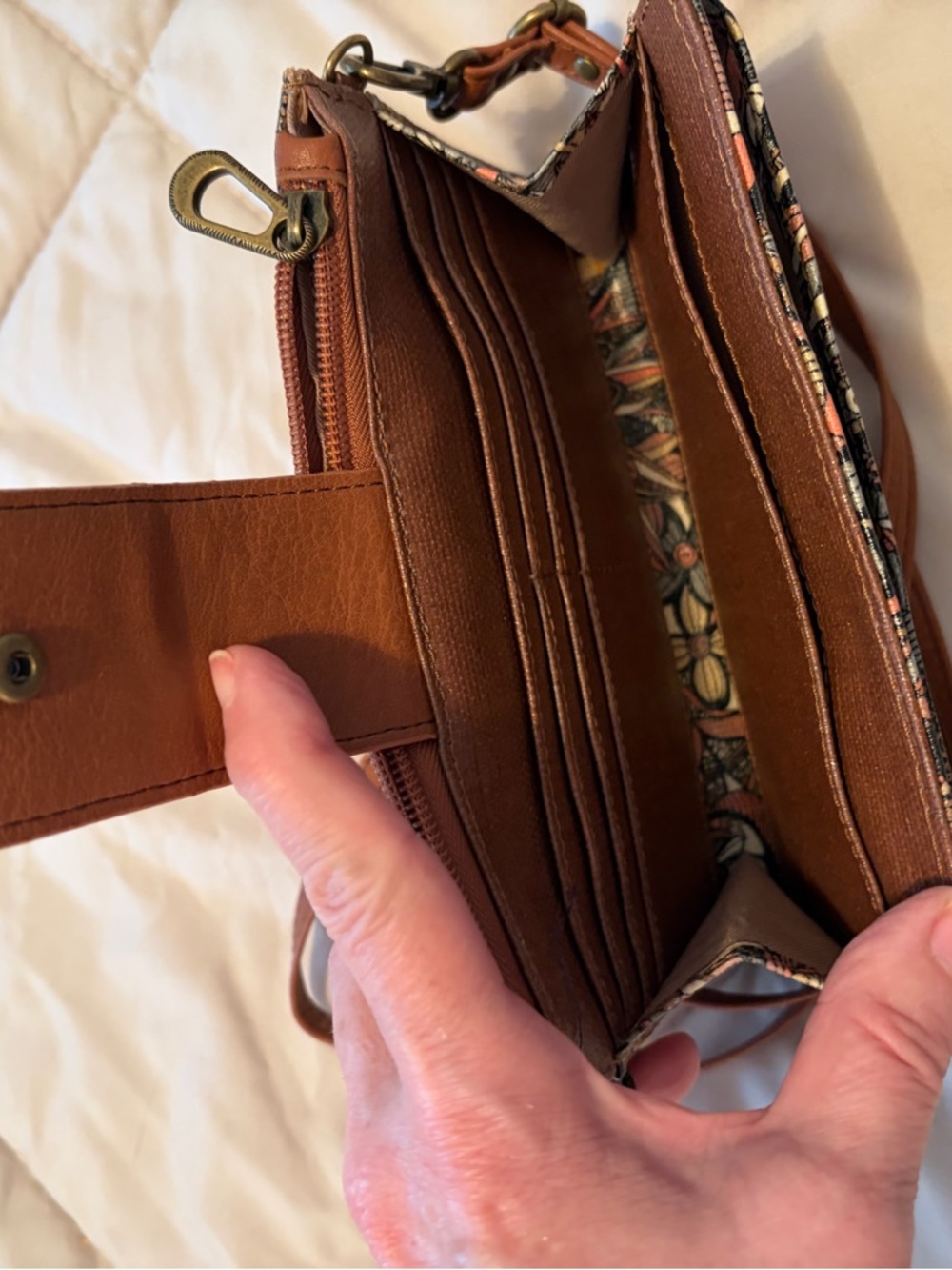 The Sak Floral Crossbody Bag in Brown and Pink - Picture 3 of 3